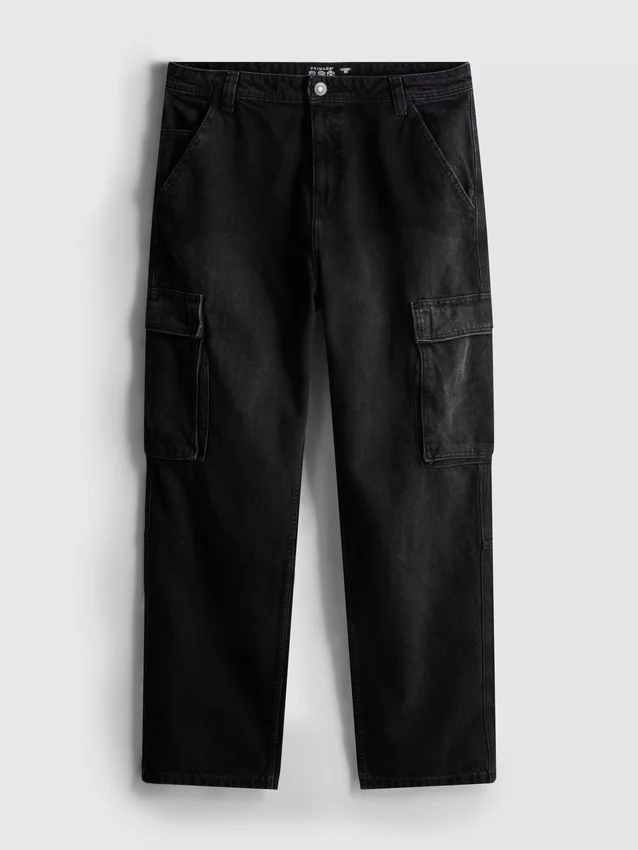 Löst sittande cargo-Jeans med medelhög midja