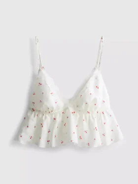Luftig bralette med spetsdetaljer i körsbärsrött