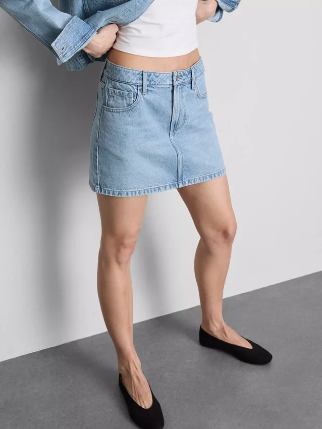 Minikjol i bomullsdenim