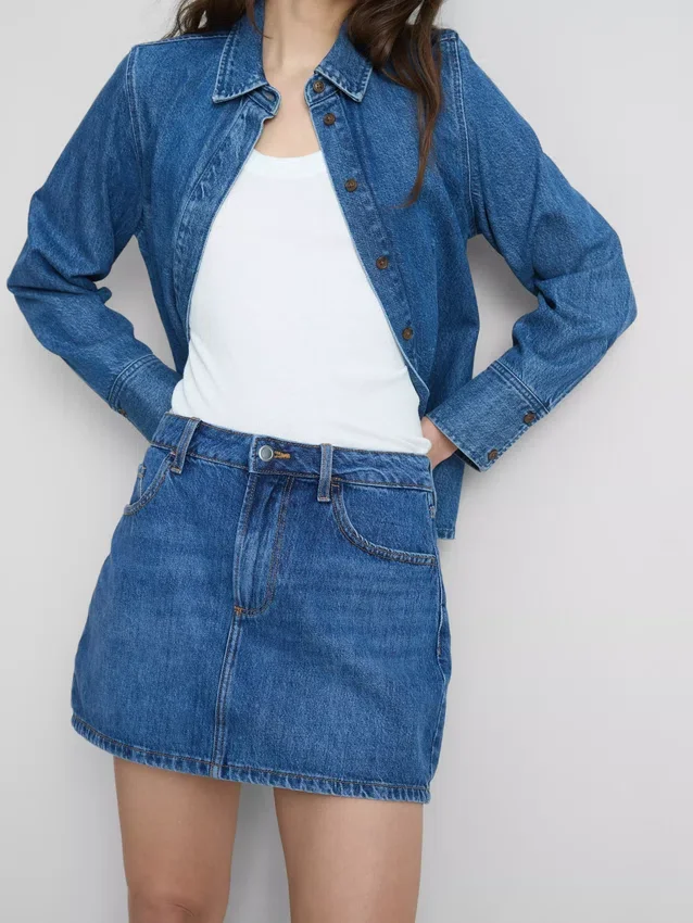Minikjol i bomullsdenim