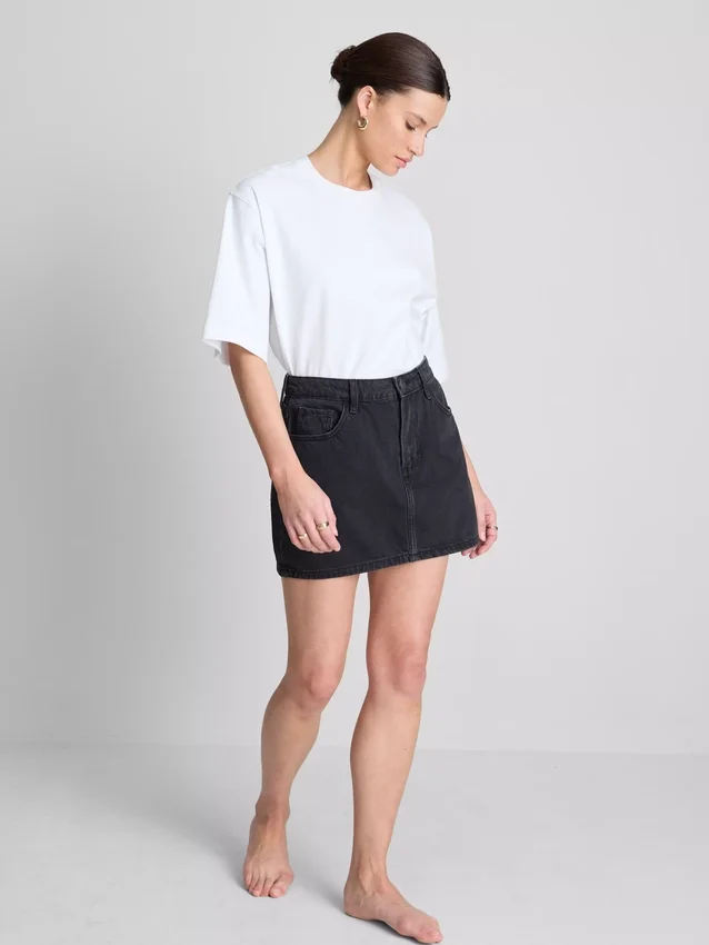 Minikjol i bomullsdenim