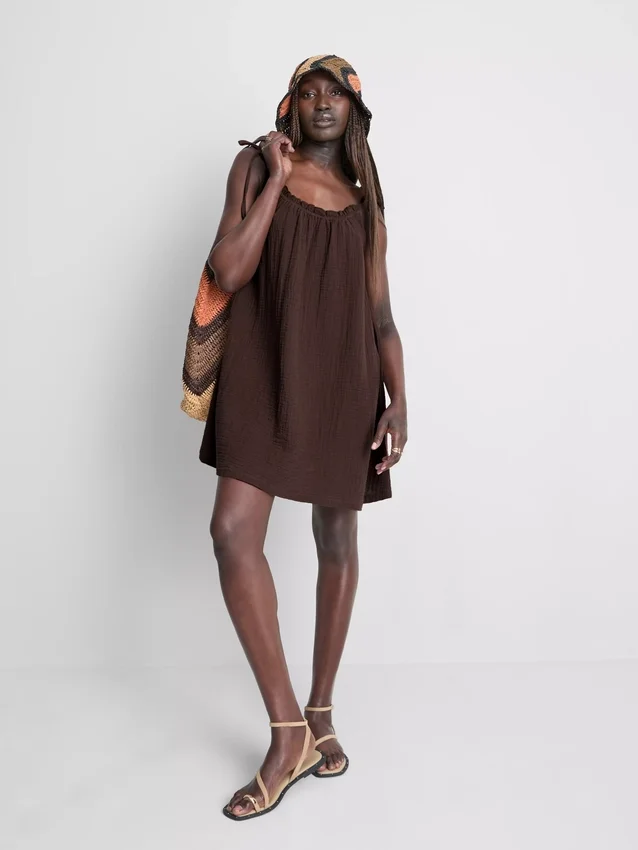 Miniklänning i bomull med trapezform