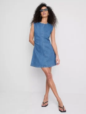 Miniklänning i bomullsdenim med A-linje