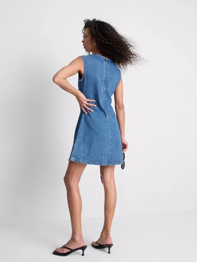 Miniklänning i bomullsdenim med A-linje