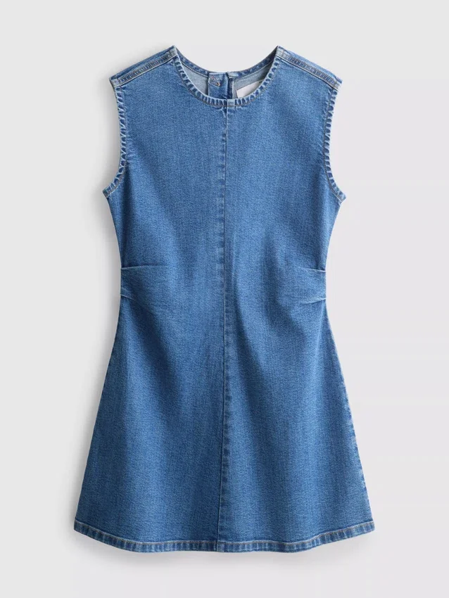 Miniklänning i bomullsdenim med A-linje