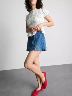 Miniskort i bomullsdenim