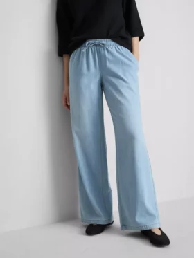 Mjukisbyxor i denim med raka ben