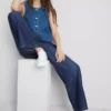 Mjukisbyxor i denim med raka ben