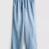 Mjukisbyxor i denim med raka ben