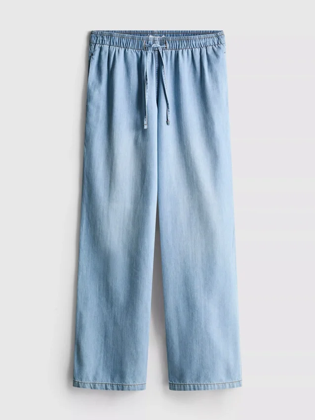 Mjukisbyxor i denim med raka ben
