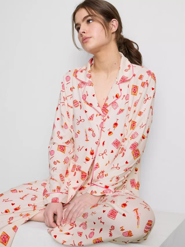 Mönstrad pyjamasar i boyfriend-stil