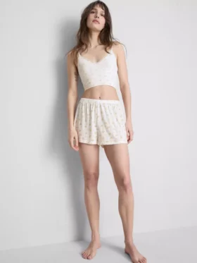 Mönstrade pyjamasar i ribbad bomull