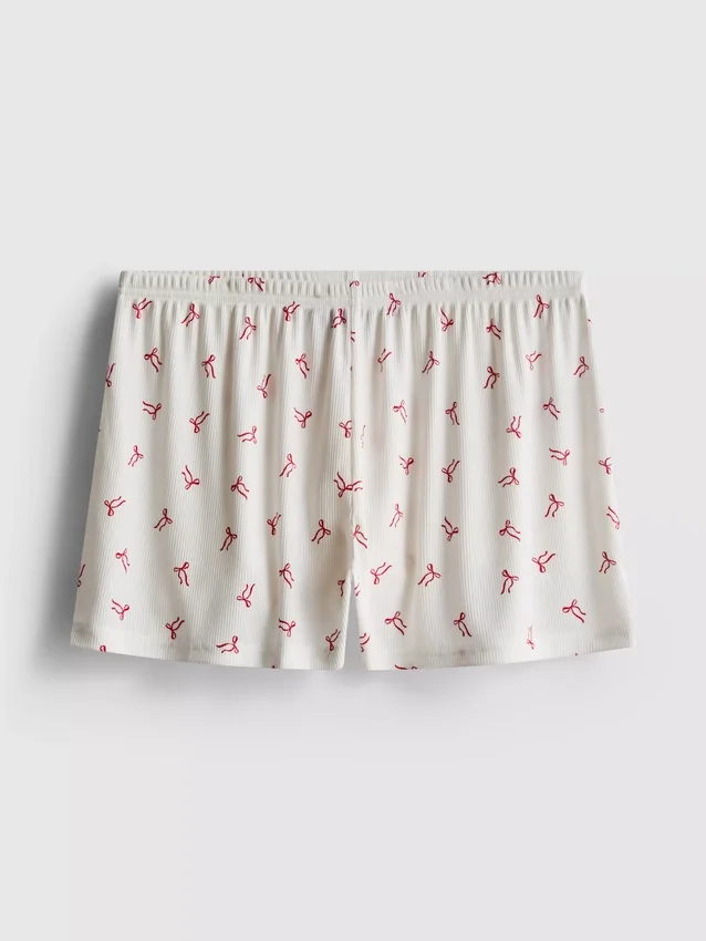 Mönstrade pyjamasar i ribbad bomull