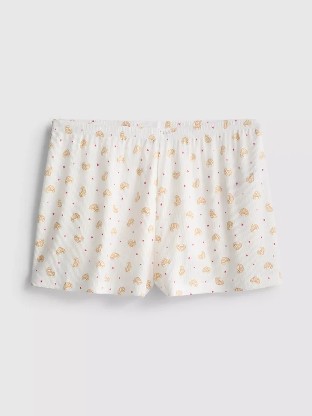 Mönstrade pyjamasar i ribbad bomull