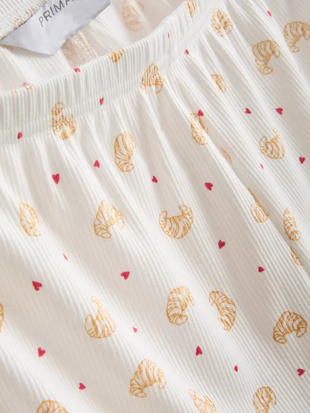 Mönstrade pyjamasar i ribbad bomull