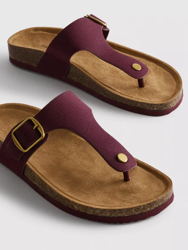 Mulesandaler med T-rem och spänne