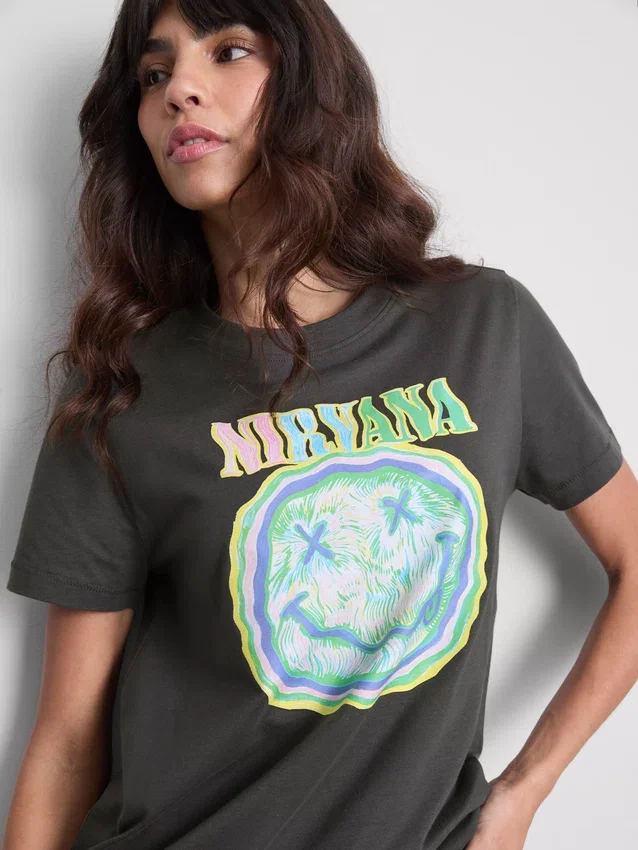 Nirvana-T-shirt i tvättad bomull