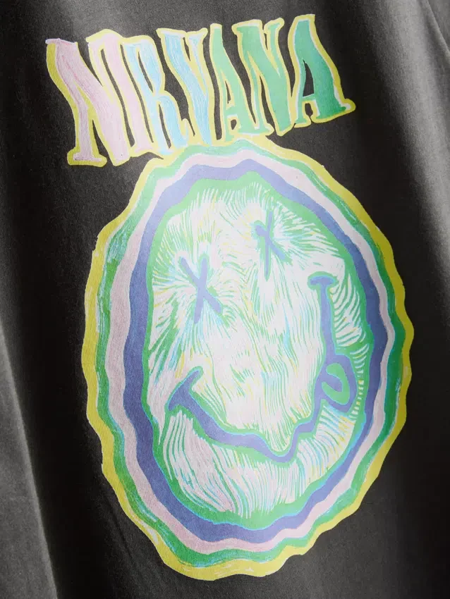 Nirvana-T-shirt i tvättad bomull