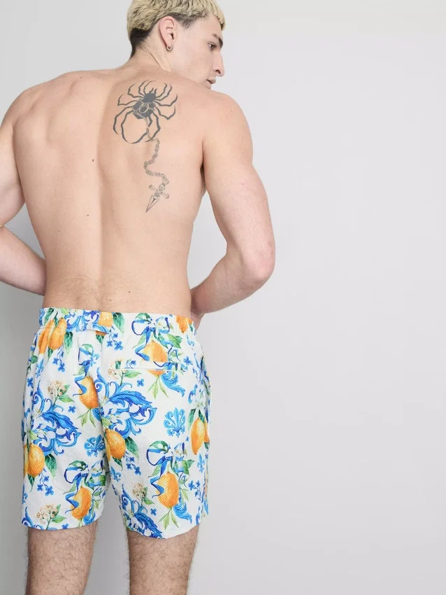 Orange badshorts med struktur