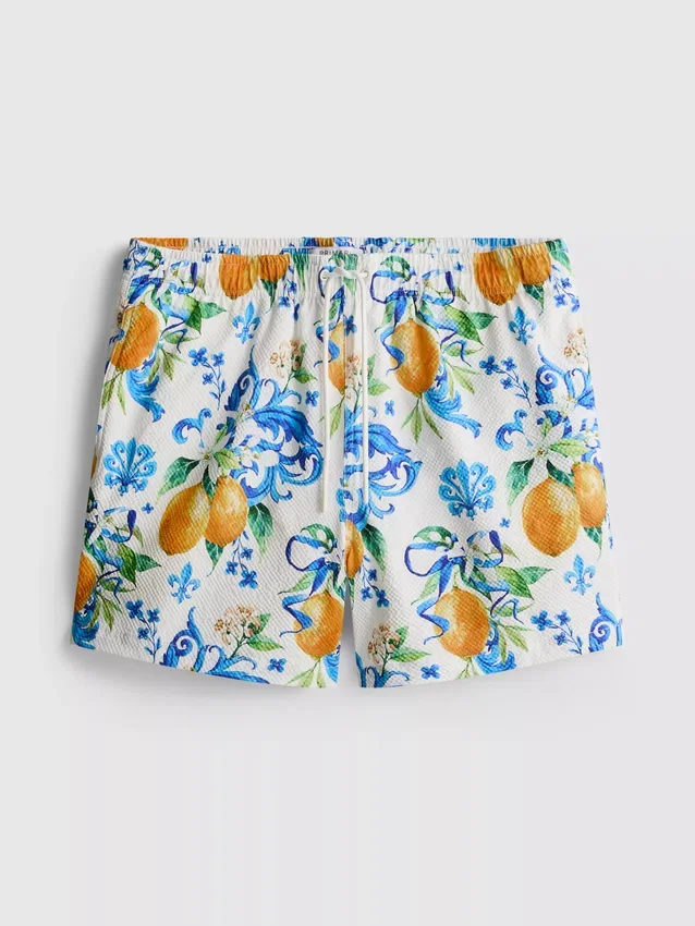 Orange badshorts med struktur