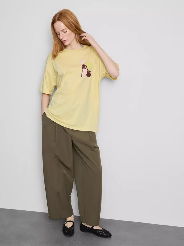 Oversized grafisk boyfriend-T-shirt i bomull