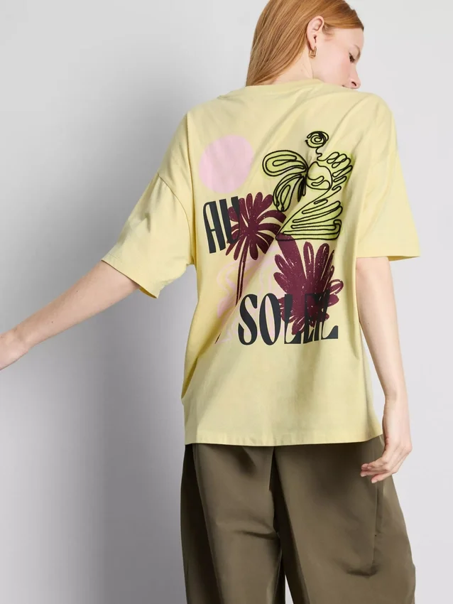 Oversized grafisk boyfriend-T-shirt i bomull
