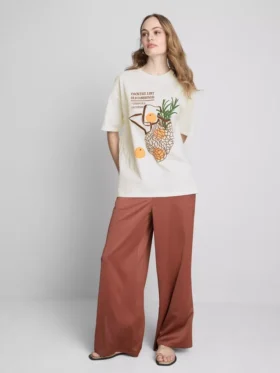 Oversized T-shirt i bomull i gammaldags stil