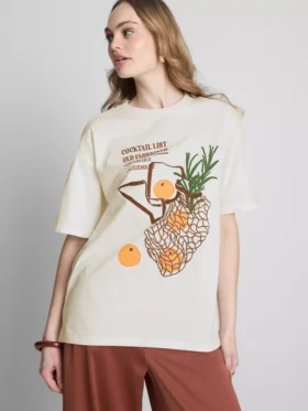 Oversized T-shirt i bomull i gammaldags stil