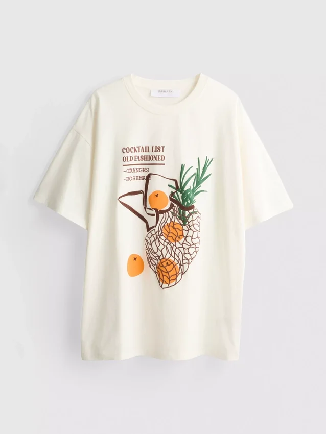 Oversized T-shirt i bomull i gammaldags stil