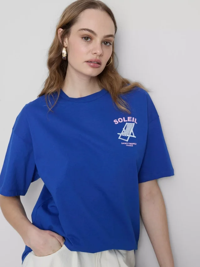 Oversized T-shirt med Soleil-tryck