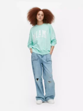 Oversized-tröja med Miami-text