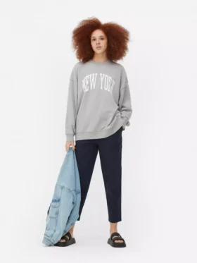 Oversized-tröja med tryck från New York