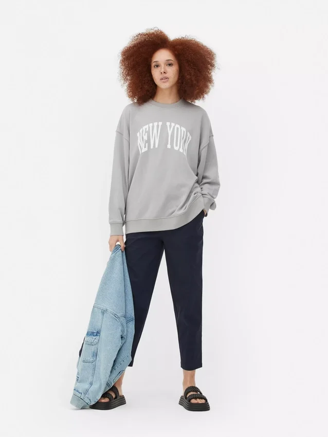 Oversized-tröja med tryck från New York