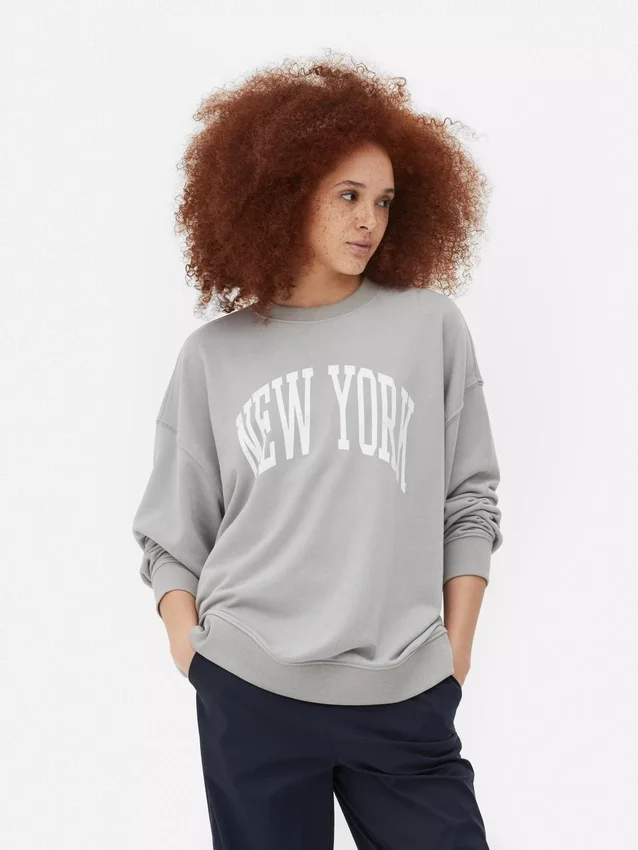 Oversized-tröja med tryck från New York