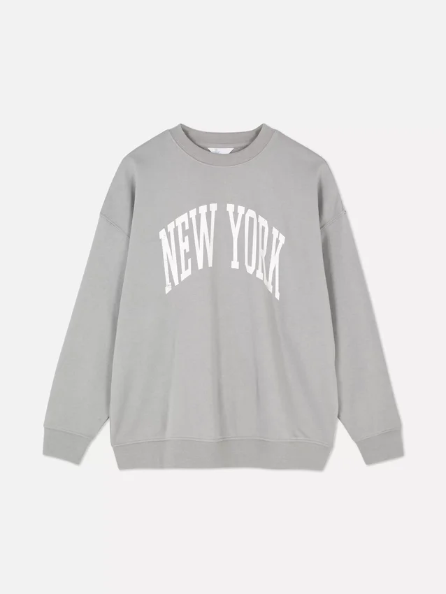 Oversized-tröja med tryck från New York