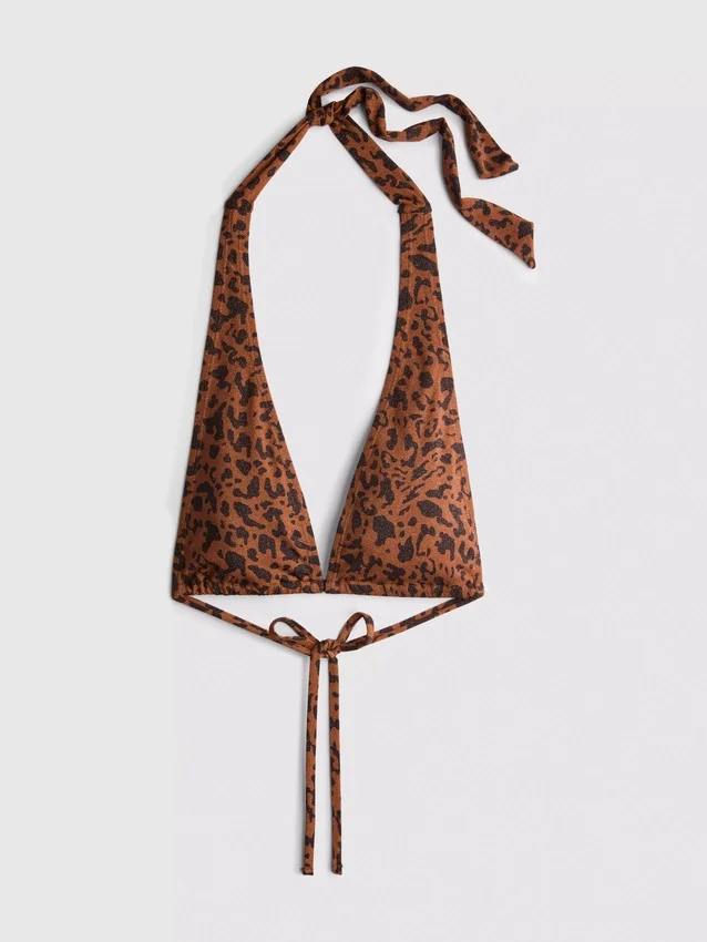 Paula Echevarría bikiniöverdel med leopardmönster och halterneck