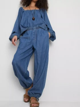 Paula Echevarría haremsbyxor i bomullsrik denim