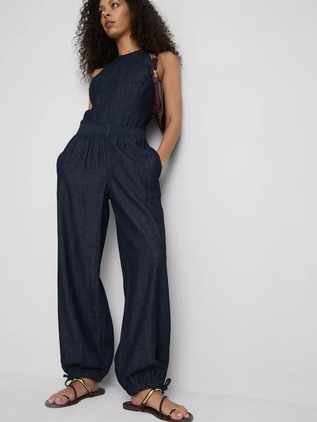 Paula Echevarría haremsbyxor i bomullsrik denim
