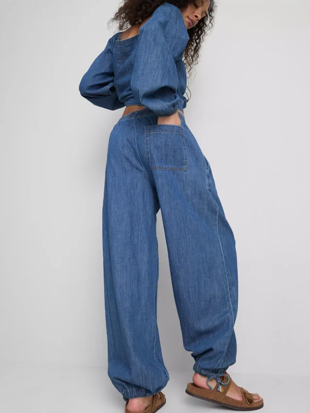 Paula Echevarría haremsbyxor i bomullsrik denim