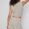 Paula Echevarría stickade randiga minishorts