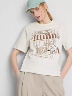 Peanuts Snoopy bomullströja i café-stil