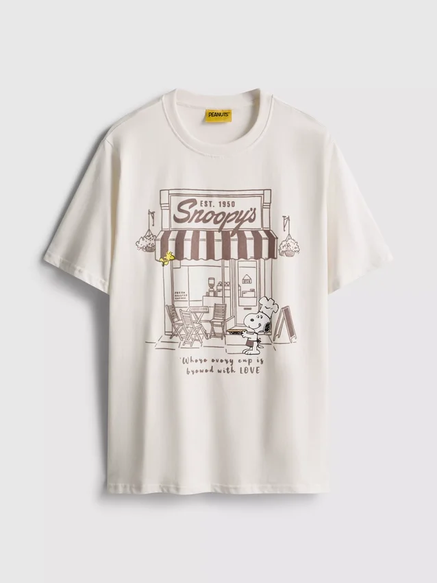 Peanuts Snoopy bomullströja i café-stil