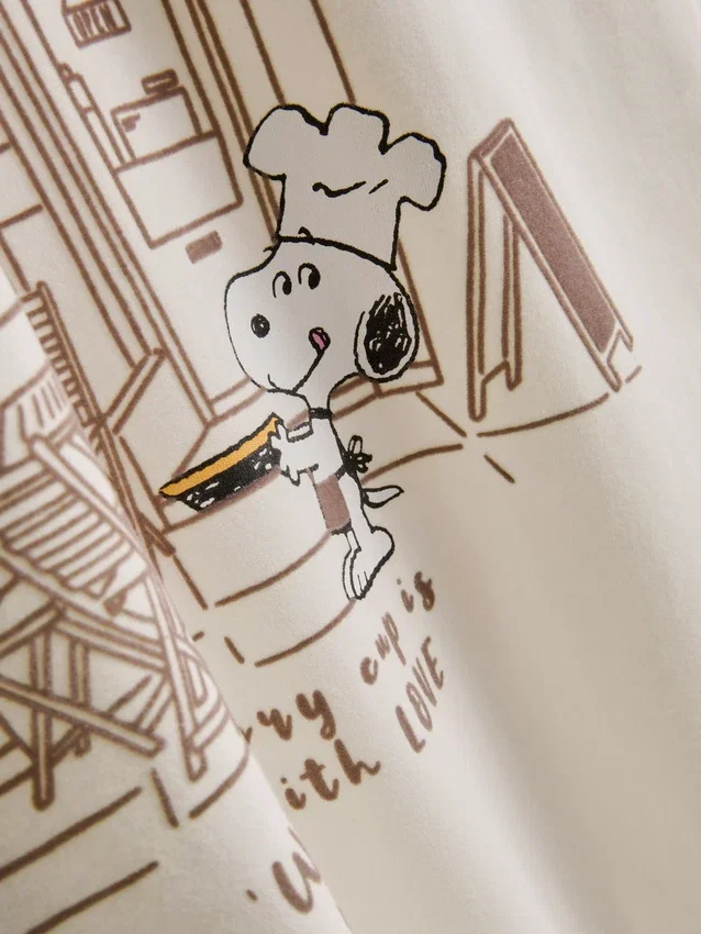 Peanuts Snoopy bomullströja i café-stil