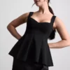 Peplum-top i crepe med hjärtformad halsringning
