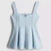 Peplum-top i crepe med hjärtformad halsringning