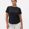Performance-T-shirt med rundad nederkant