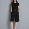 Plisserade bermudashorts