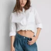 Plisserade flare-shorts i bomullsrik denim