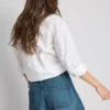 Plisserade flare-shorts i bomullsrik denim