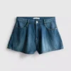 Plisserade flare-shorts i bomullsrik denim